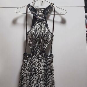 Special occasion zebra sequins gown.